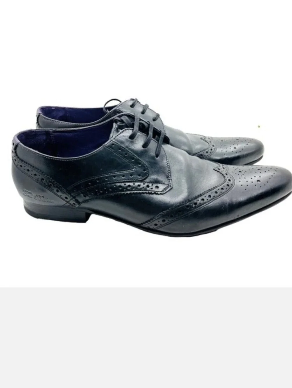 Ted Baker Mens Hann 2  Black Leather Wingtip Lace Up Dress Shoes Sz 10 EUC